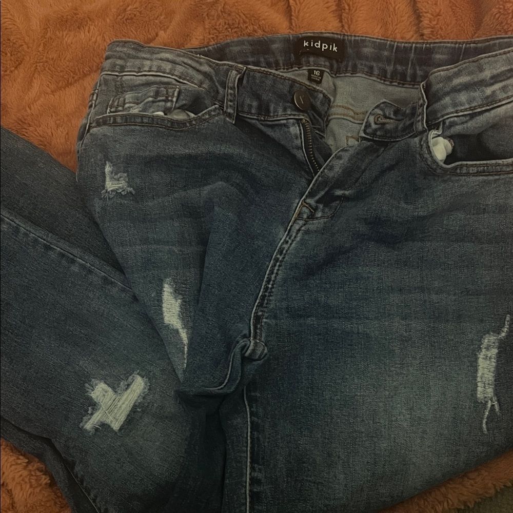 Kidpik Classic Denim Jeans with Distressed Details